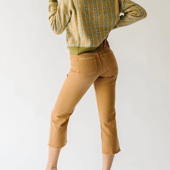 Piper and Scoot “Haylen” Mid Rise Crop Wide Leg Jeans Mustard/Rust 25 - Picture 6 of 16